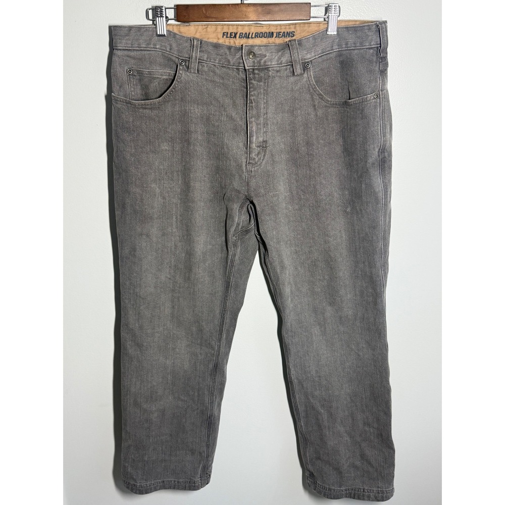 Duluth Trading Co Flex Ballroom Jeans Gray Denim Mens 36x28 Hidden Gusset Pants